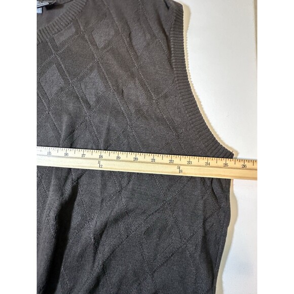 OSCAR DE LA RENTA Chocolate Brown Argyle V-Neck Sleeveless Sweater Vest Mens XXL - Picture 9 of 9